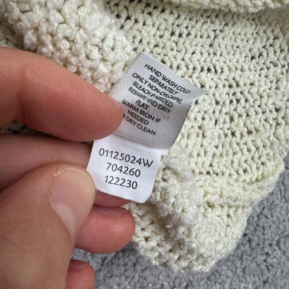 J.Jill Crochet Hoodie Pullover Sweater Womens 3X Plus Cream Cotton Nylon Knit - Picture 7 of 12